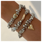 Bulk Layered Heart Gold Silver Plated Beads Alloy Bracelet For Women
