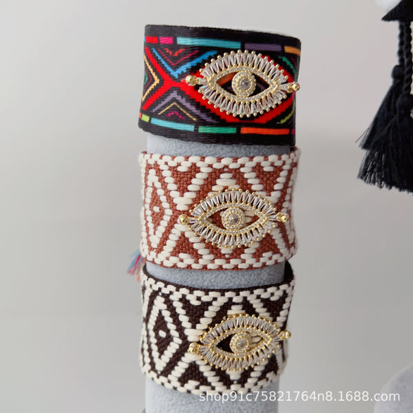 Evil Eye Brown Black Multi Threads Anti Tarnish Bracelet Bulk Secondary image