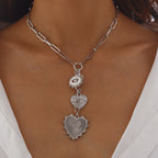 Heart Evil Eye 18K Gold Silver CZ Charm Necklace Chain Bulk