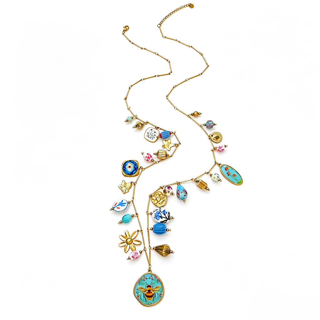 Luxury Multi Color Turquoise Gold Plated Beads Copper Necklace Bulk