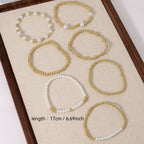 Multi Layer Gold Plated White Pearl Beads Copper Bracelet For Women Bulk
