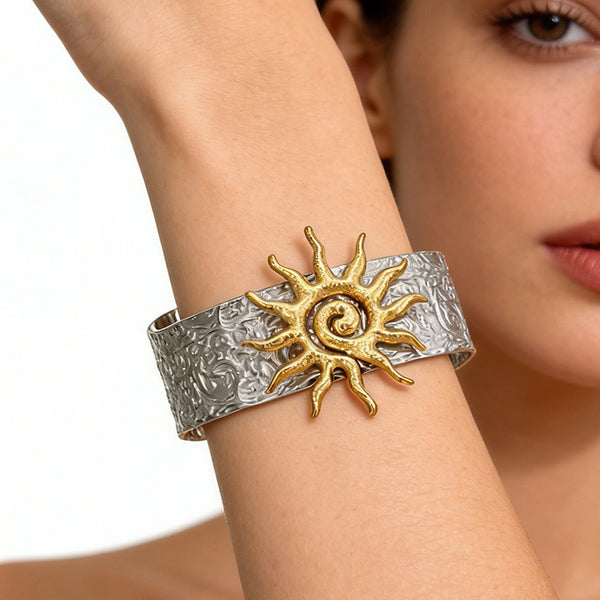 Gold Silver Sun Celestial Gold Stainless Steel Bracelet For Women Bulk Main image