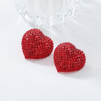 Heart Red Black Gold Silver Rhinestone Crystal Stud Earring Women Bulk