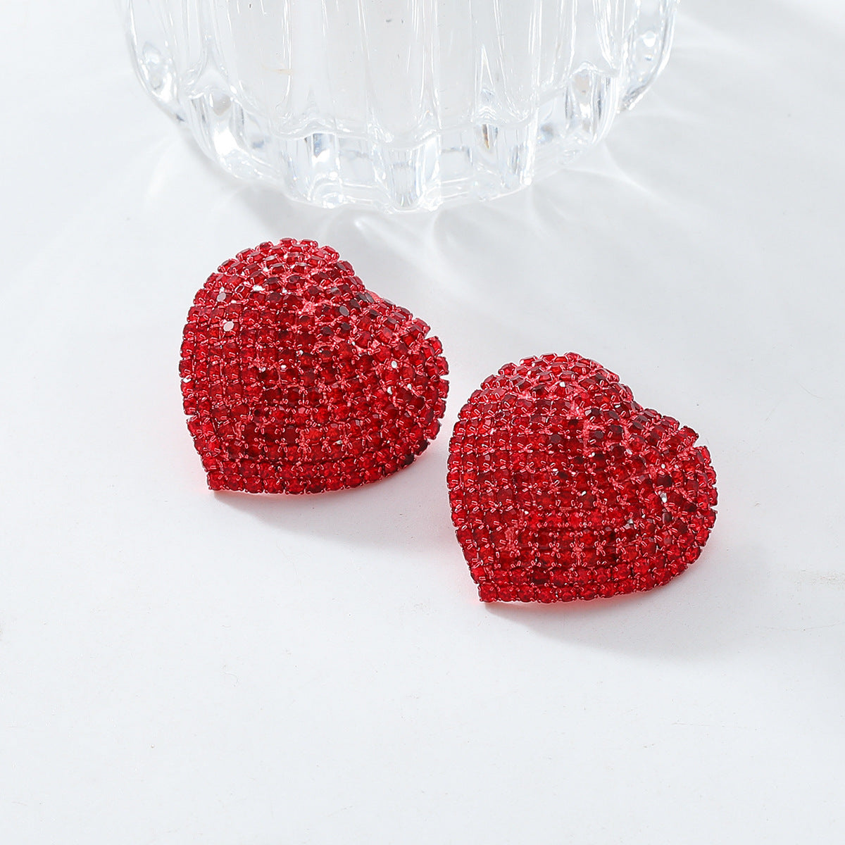 Heart Red Black Gold Silver Rhinestone Crystal Stud Earring Women Bulk