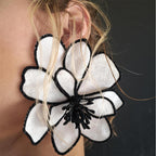 White Green Pink Flower Black Border Anti Tarnish Stud Earring Bulk