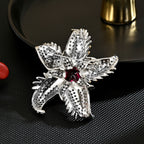 Pink Gold Starfish Cubic Zirconia Copper Anti Tarnish Brooch Women Bulk