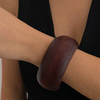 Round Wooden Black Brown Cuff Kada Bracelet For Women Bulk