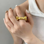 Gold Silver Candy Plain Adjustable Ring For Women