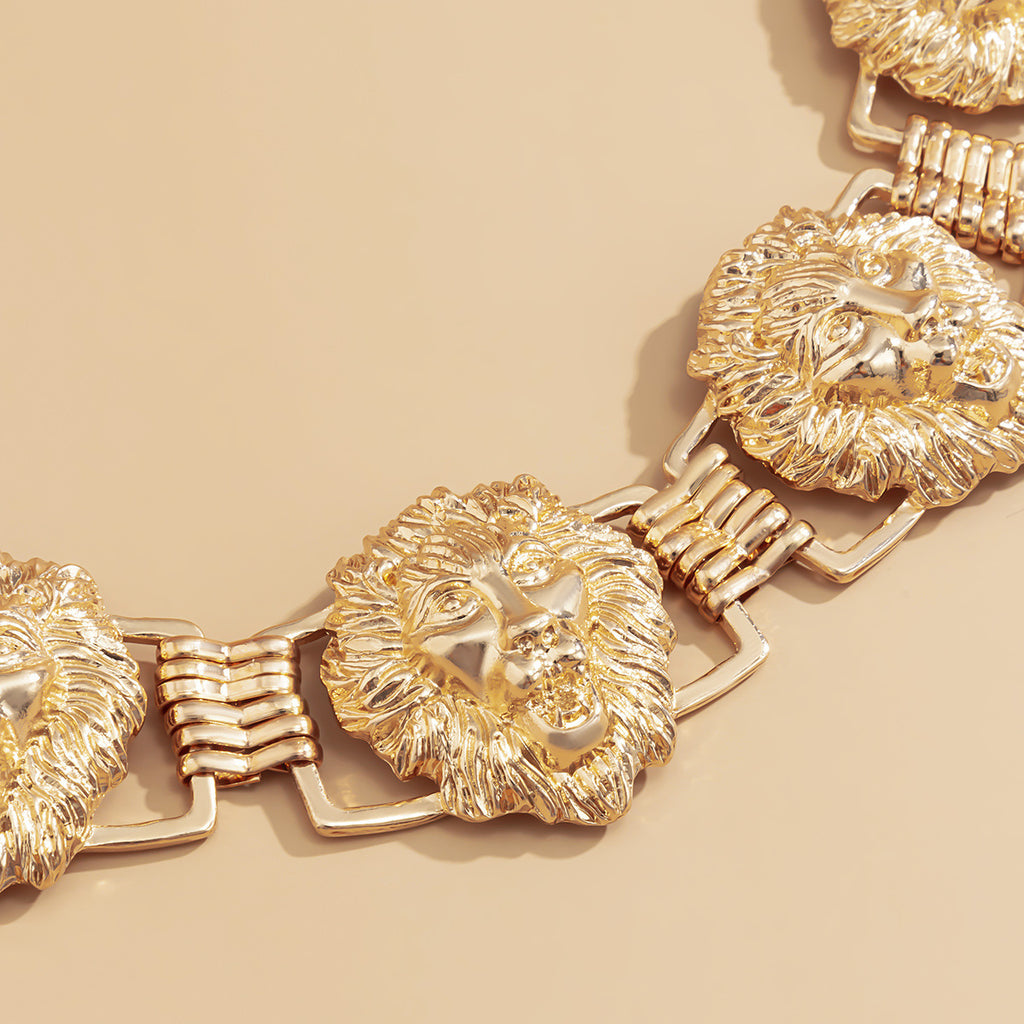 Lion Head Face 18K Gold Choker Necklace For Women Bulk