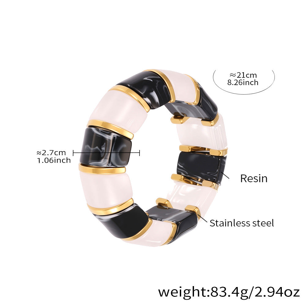 Glossy Multi Gold Resin Stainless Steel Stackable Bracelet Bulk