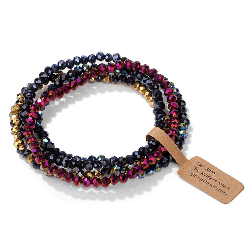 Triple Layer Multicolor Beads Adjustable Layer Stackable Bracelet Bulk