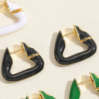 Colorful Geometric Triangle 18K Gold Hoop Earring For Women Bulk
