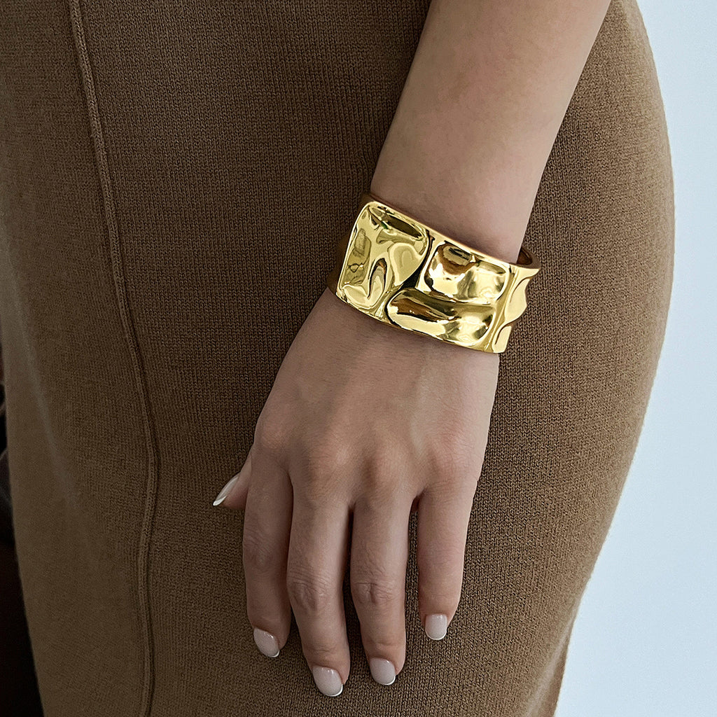 Beaten Finish 18K Gold Silver Anti Tarnish Kada Bangle Bracelet Bulk