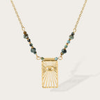 Designer Green Beads Gold Plated Sunburst Stainless Steel Necklace Bulk