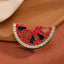 Red Green Watermelon Gold Plated Enamel Brooch For Women Bulk