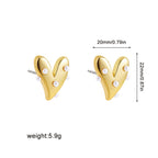 Heart Gold Plated Pearl Anti Tarnish Stainless Steel Stud Earrings Bulk