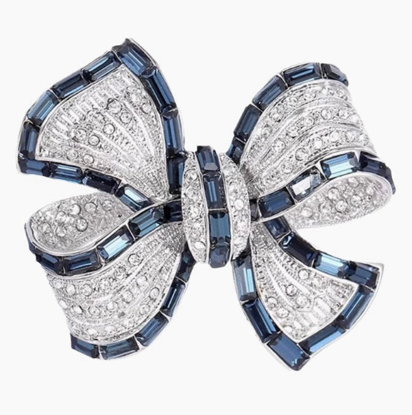 Bow Burgundy Baguette Rose Gold Silver CZ Enamel Copper Brooch Bulk