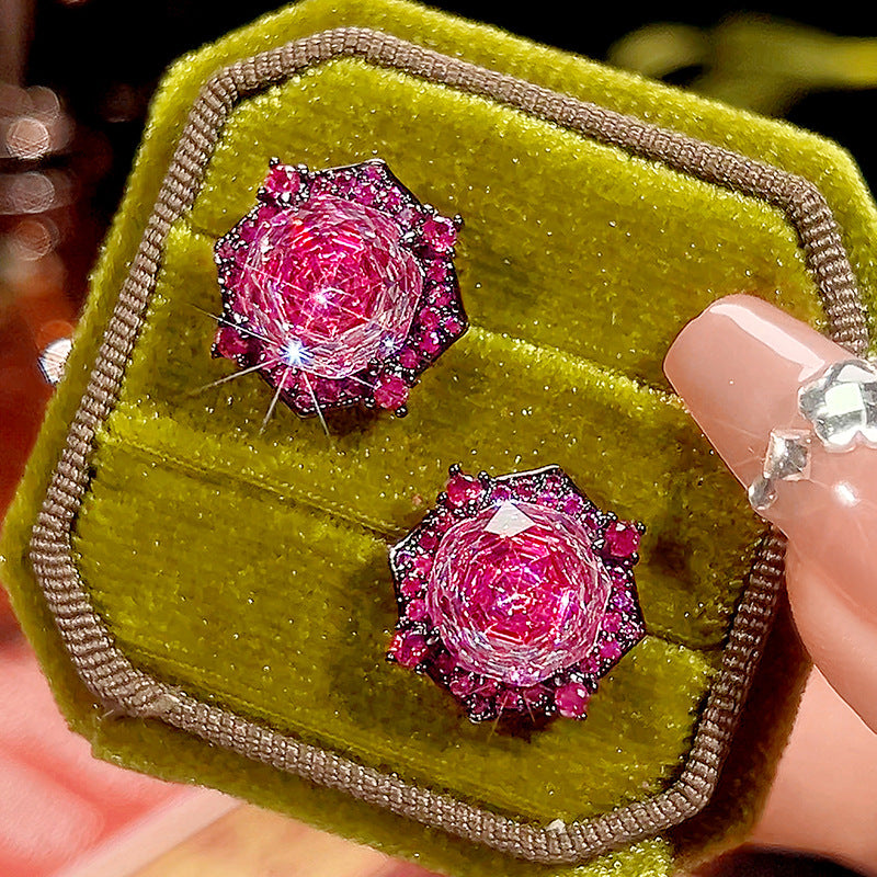 Rose Crystal Green Pink Black Pendant Earring Ring Set For Women Bulk