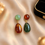 Multi Color Round Teardrop Gold Beads Dangler Earrings For Women Bulk