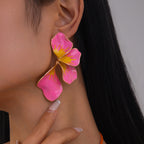 Floral Flower Leaf 18K Gold White Pink Yellow Dangler Earring Bulk
