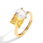 Drop Square Solitaire Yellow 18K Gold Anti Tarnish Free Size Ring Bulk