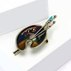 Multi Color Artistic Paint Tray Gold Enamel Brooch For Women Bulk