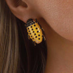 Multi Color Trendy Insect Charm Gold Enamel Necklace Earring Set Bulk