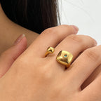 Multi Color Open Cuff Gold Cubic Zirconia Adjustable Ring For Women Bulk