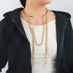 Multi-Chain With Sculptural Collar Design Gold Silver Necklace Bulk
