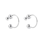 Minimalist Double Ball Gold Silver Stainless Steel Hoop Earrings Bulk