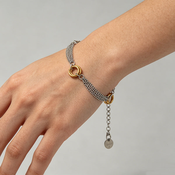 Gold Silver Interlocking Circle Stainless Steel Bracelet For Women Bulk Main image
