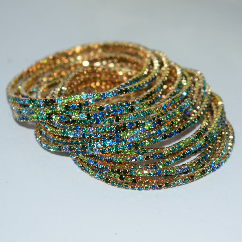 18K Gold Silver Multi Rhinestone Bracelet Bangle Adjustable Women Bulk