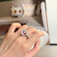 Red Flower Bloom Silver Cubic Zirconia Copper Adjustable Ring Women Bulk