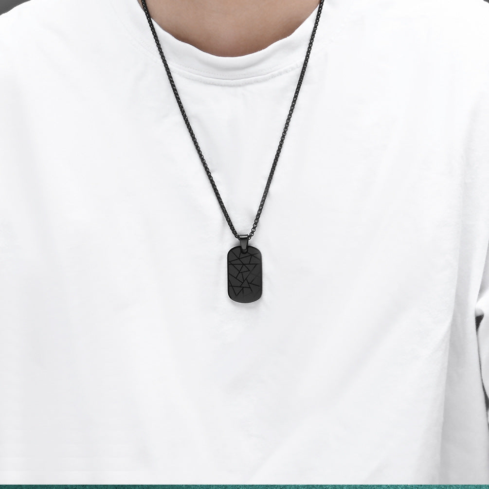 Zig Zag Dog Tag Black Stainless Steel Anti Tarnish Pendant Chain Bulk Secondary image