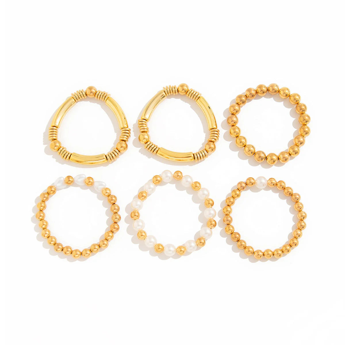 Heart 18K Gold Pearl Multi-Layer Stackable Adjustable Bracelet Bulk