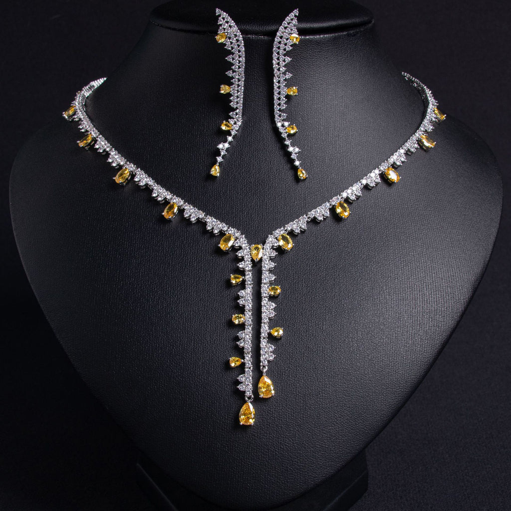 Wholesale Eternity CZ Silver Anti Tarnish Copper Necklace Set
