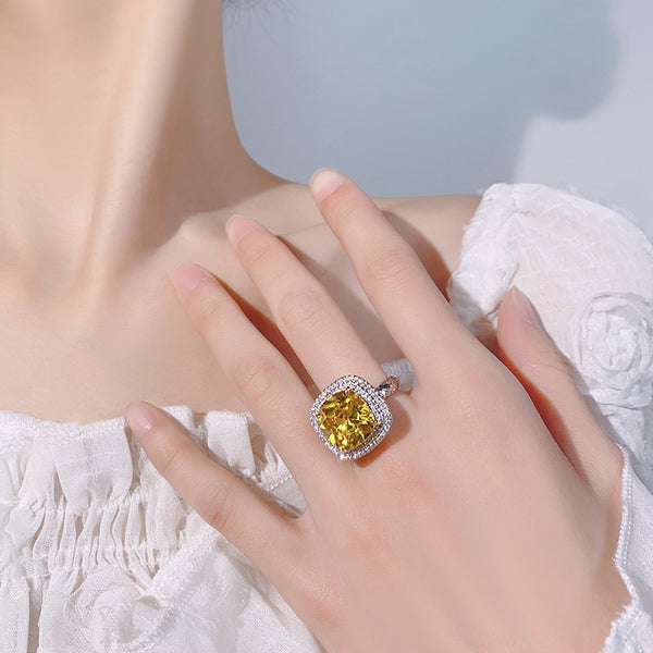 Square CZ Red Pink Yellow Silver Anti Tarnish Adjustable Ring Bulk Secondary image