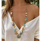 Luxury Multi Color Turquoise Gold Plated Beads Copper Necklace Bulk