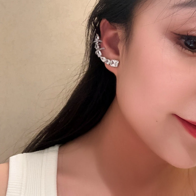 Gold Silver Geometric Cubic Zirconia Copper Ear Cuff Earrings Women Bulk