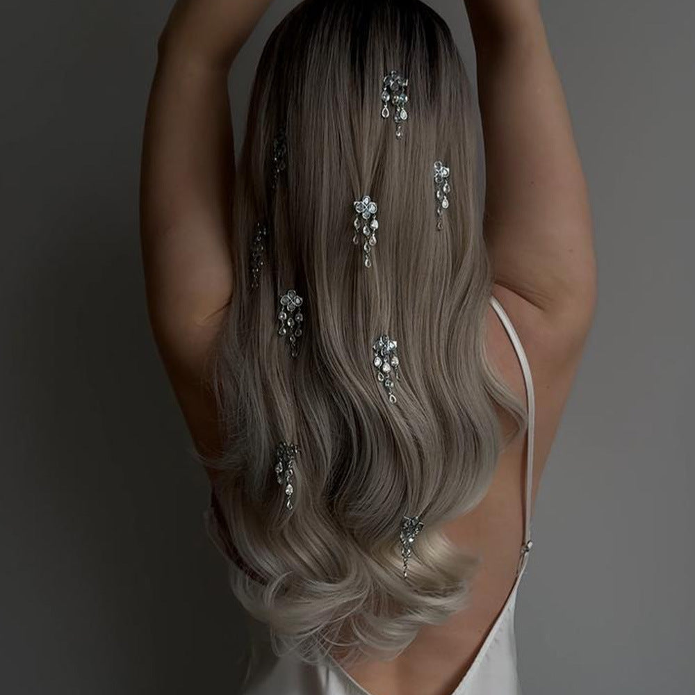Drop Rhinestone 18K Gold Silver Hair Clips Hair Accessories Women Bulk