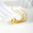 Bulk Chain Tassel Gold Plated CZ Stainless Steel Single Ear Cuff