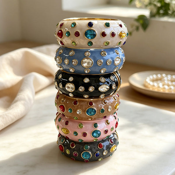 Designer Multi Color Enamel Gold Rhinestone Copper Cuff & Kadan Bulk Secondary image