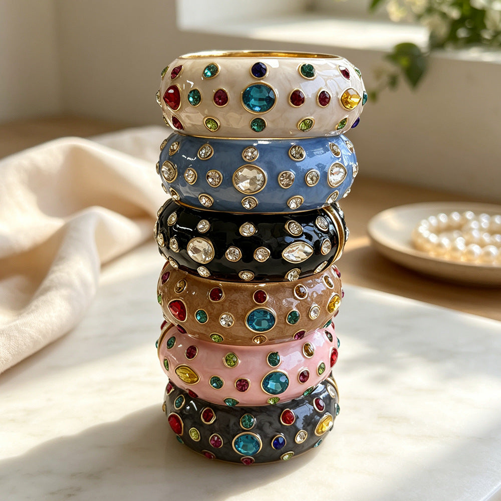 Designer Multi Color Enamel Gold Rhinestone Copper Cuff & Kadan Bulk