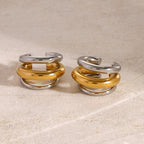 Two Tone 18K Gold Silver Anti Tarnish Stainless Steel Ear Cuff Earring For Women