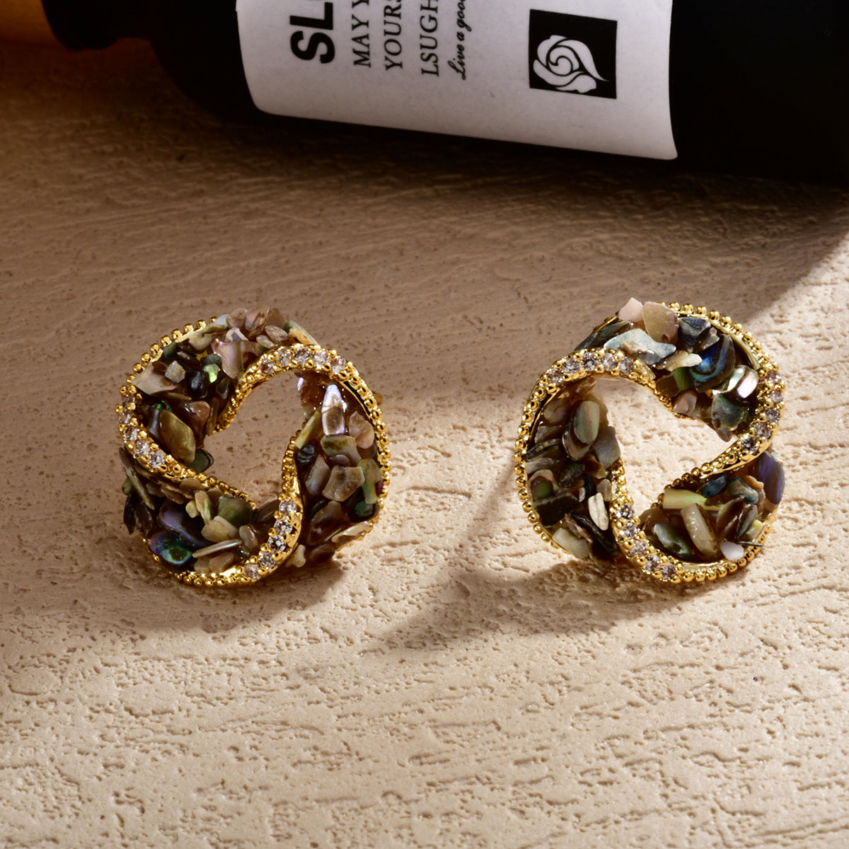 Multi Color Twisted Knot Design Gold Cubic Zirconia Copper Stud Bulk