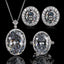 Black Elegant Oval Cut Silver Plated CZ Copper Necklace Combo Set Bulk