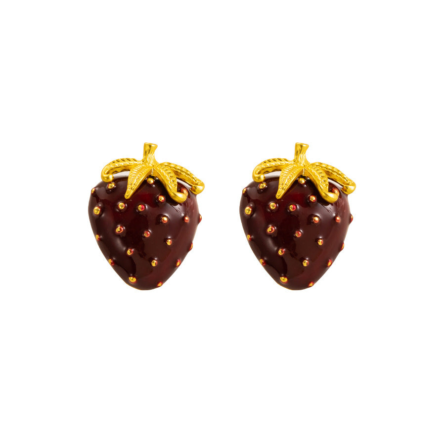 Strawberry Red Maroon 18K Gold Dangler Earring For Women Bulk