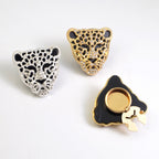 Wholesale Leopard Head Style Gold Silver Rhinestone Brass Button Cover