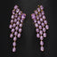 Purple Solitaire Crystal 18K Gold Dangler Tassel Earring Women Bulk