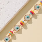 Rainbow Evil Eye 18K Gold Multicolour Handmade Beaded Bracelet Bulk